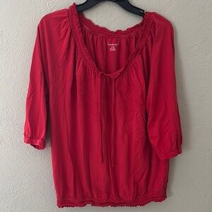 Women’s Plus Size Lane Bryant Peasant Top, Red, 18/20 2X
